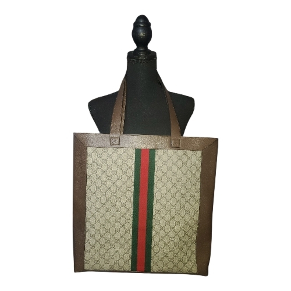 Gucci Beige and Green Tote with Red Stripe - Picture 15 of 16